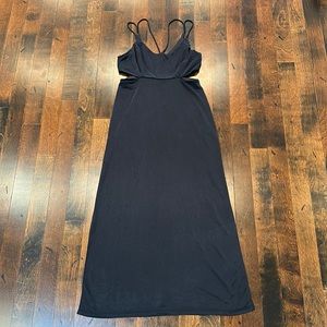 TOPSHOP Black long Maxi Cut Out Dress - size 10